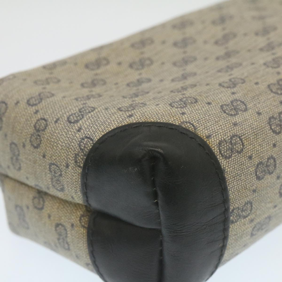 GUCCI Micro GG Canvas Pouch PVC Leather Navy 29455