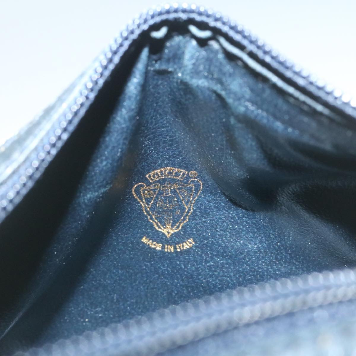 GUCCI Micro GG Canvas Pouch PVC Leather Navy 29455