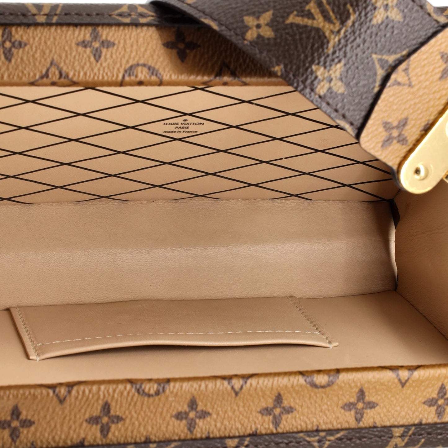 Louis Vuitton Petite Malle Handbag Reverse Monogram Canvas
