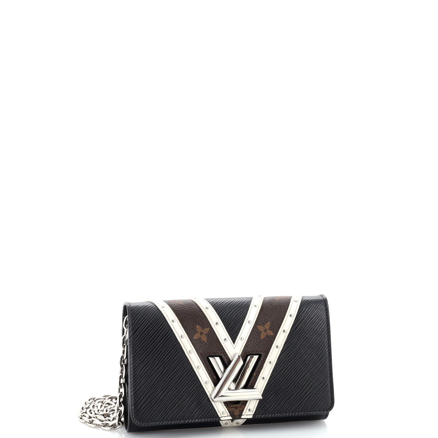 Louis Vuitton Twist Chain Wallet Epi Leather with Monogram Canvas and Studded Leather