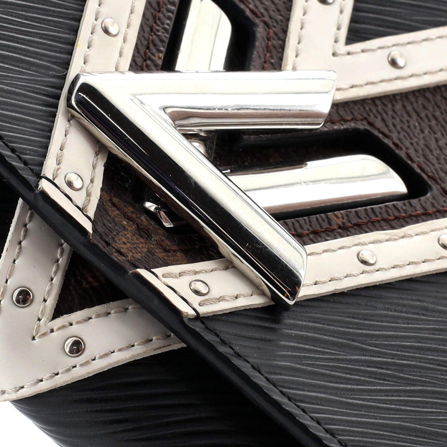 Louis Vuitton Twist Chain Wallet Epi Leather with Monogram Canvas and Studded Leather