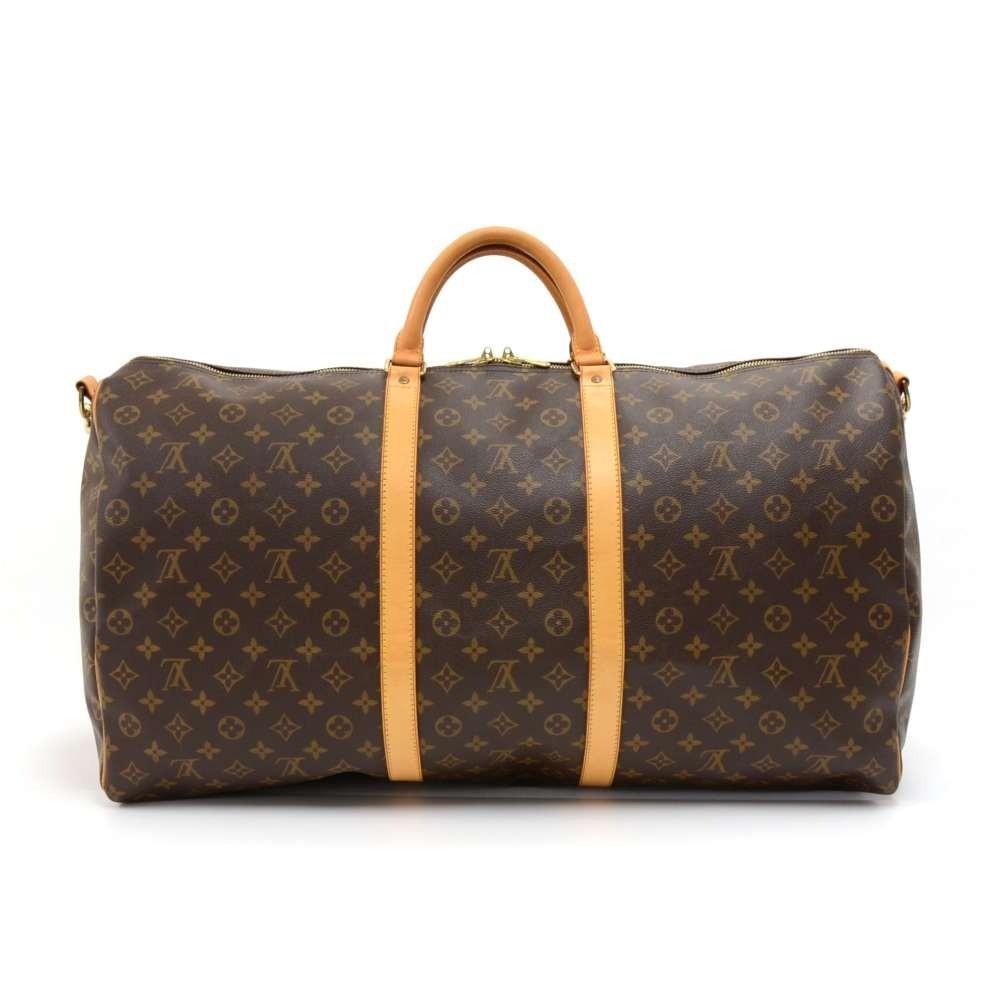Louis Vuitto Keepall 60 Bandouliere Monogram Canvas Travel Bag with Strap