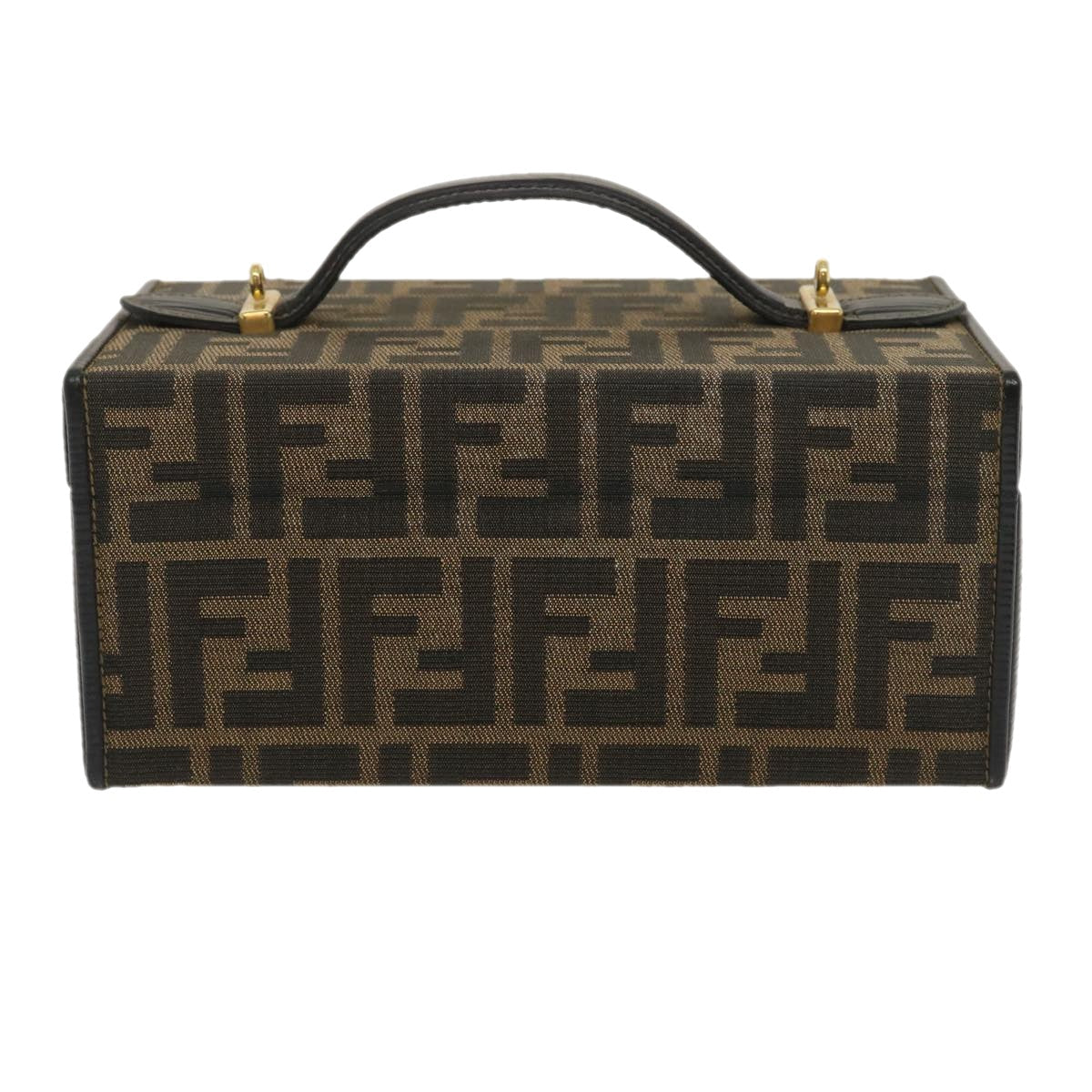 FENDI Zucca Canvas Vanity Trunk Hand Bag 2way Brown Black 29712A