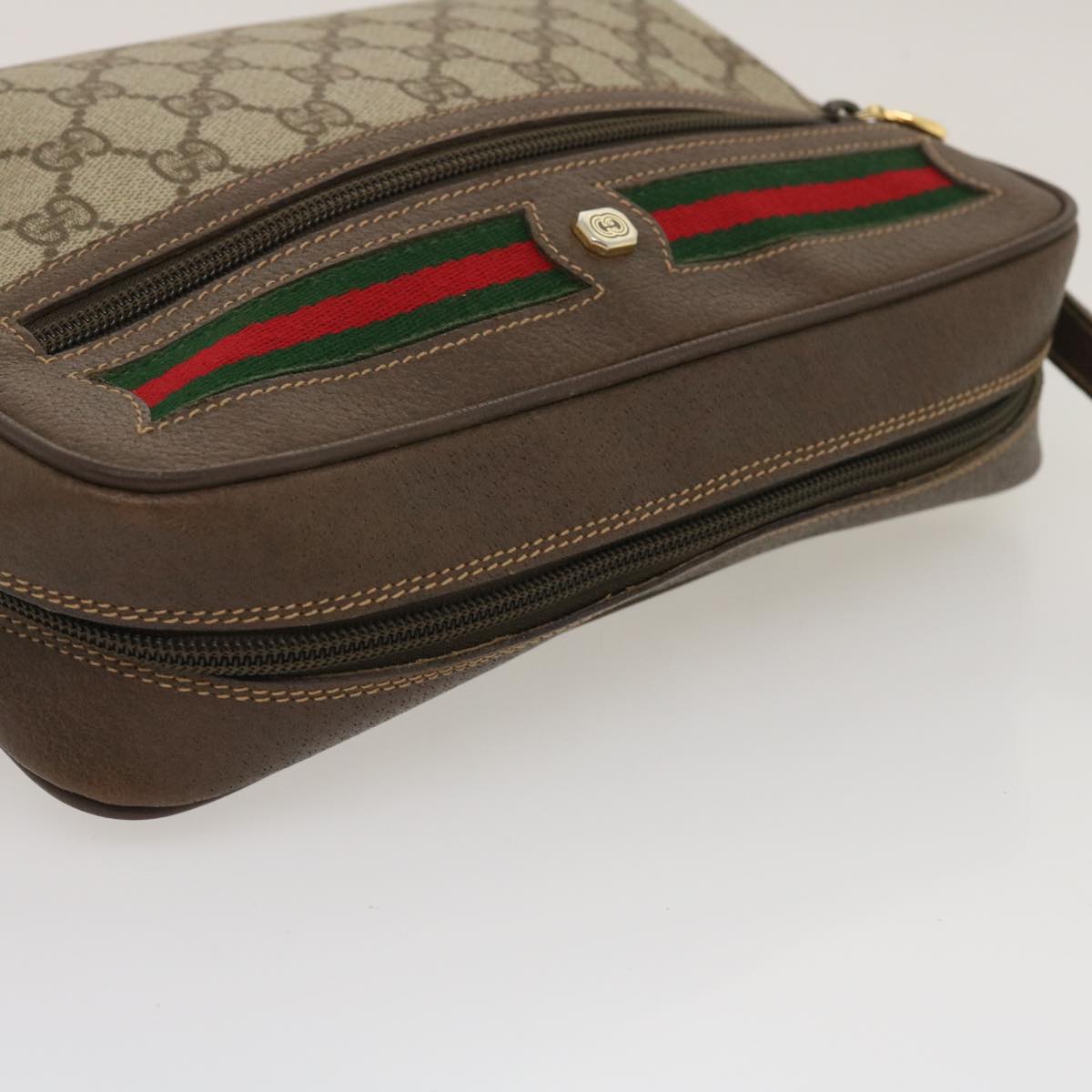 GUCCI Web Sherry Line GG Canvas Shoulder Bag Beige Red Green 29796
