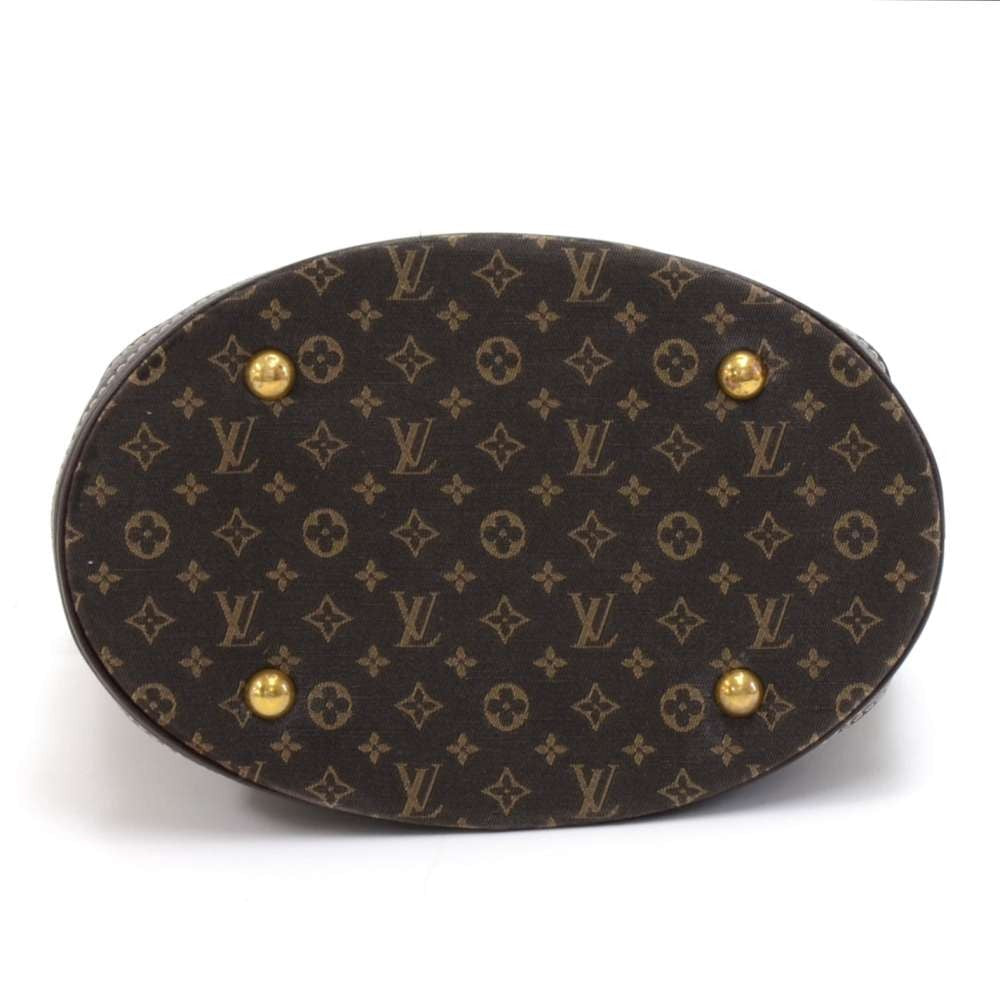 Louis Vuitto Bucket PM Mini Lin Monogram EbÃ¨ne Canvas Shoulder Bag with Pouch