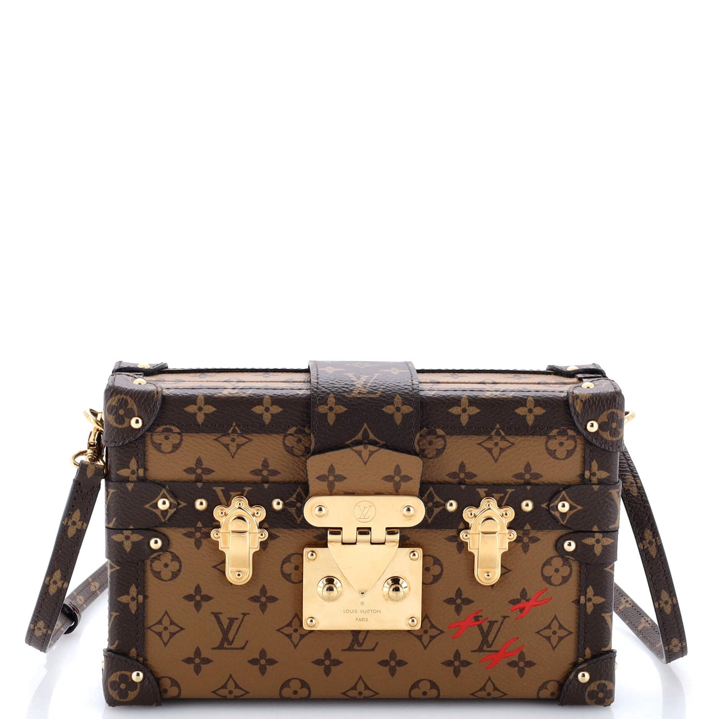 Louis Vuitton Petite Malle Handbag Reverse Monogram Canvas