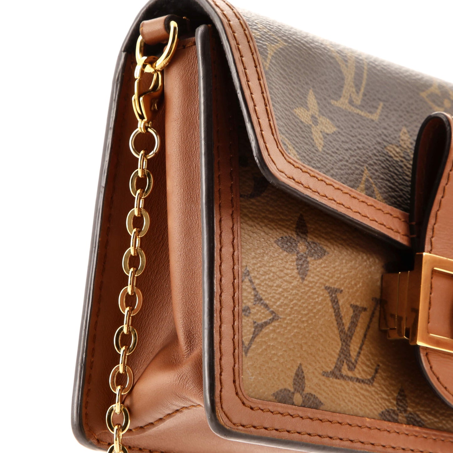 Louis Vuitton Dauphine Chain Wallet Reverse Monogram Canvas