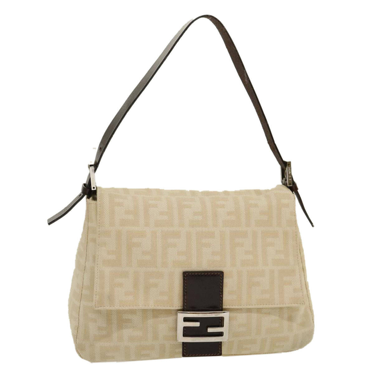 FENDI Zucca Canvas Mamma Baguette Shoulder Bag Beige 29900