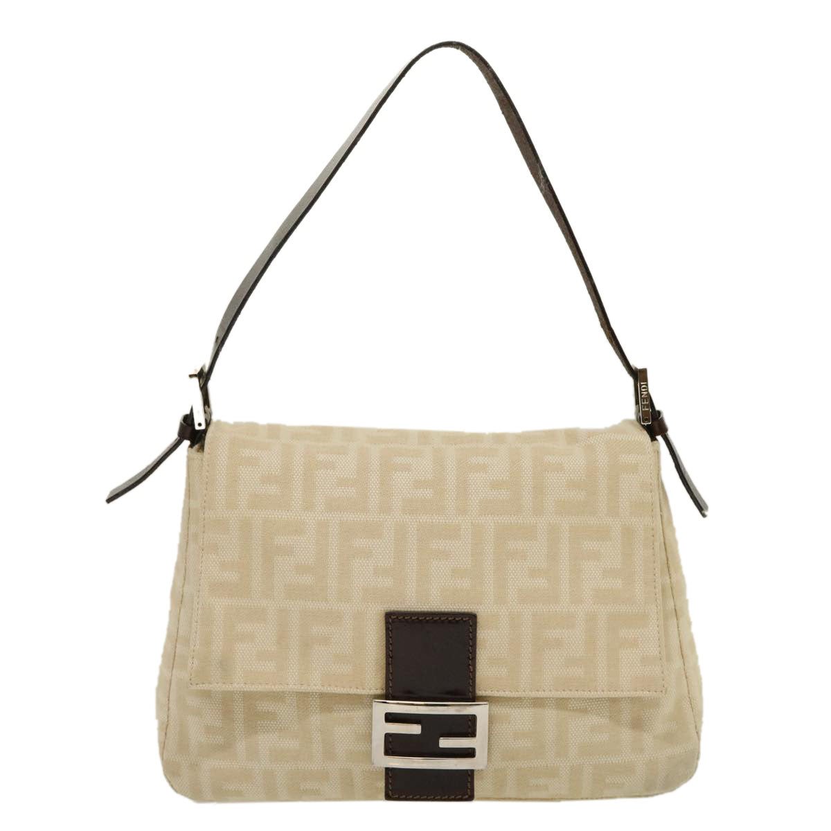 FENDI Zucca Canvas Mamma Baguette Shoulder Bag Beige 29900