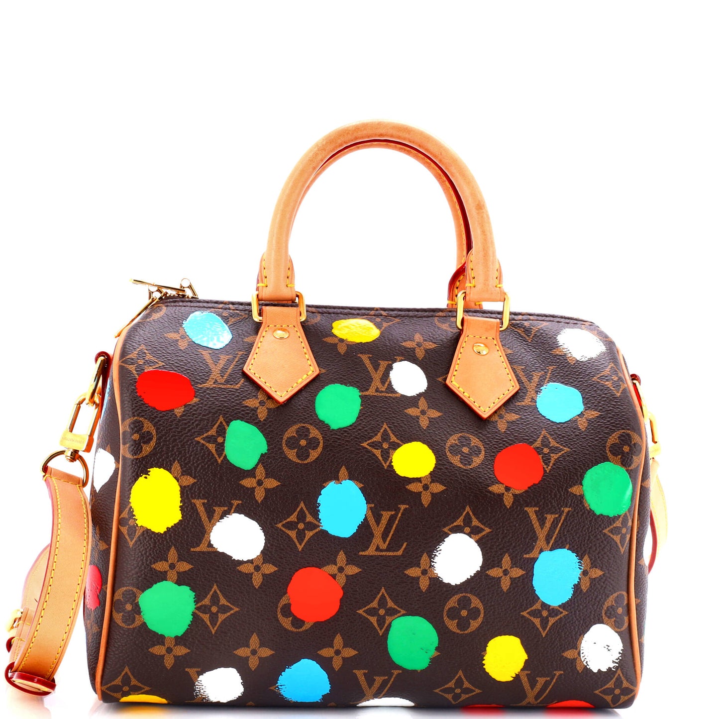 Louis Vuitton Speedy Bandouliere Bag Yayoi Kusama Painted Dots Monogram Canvas 25