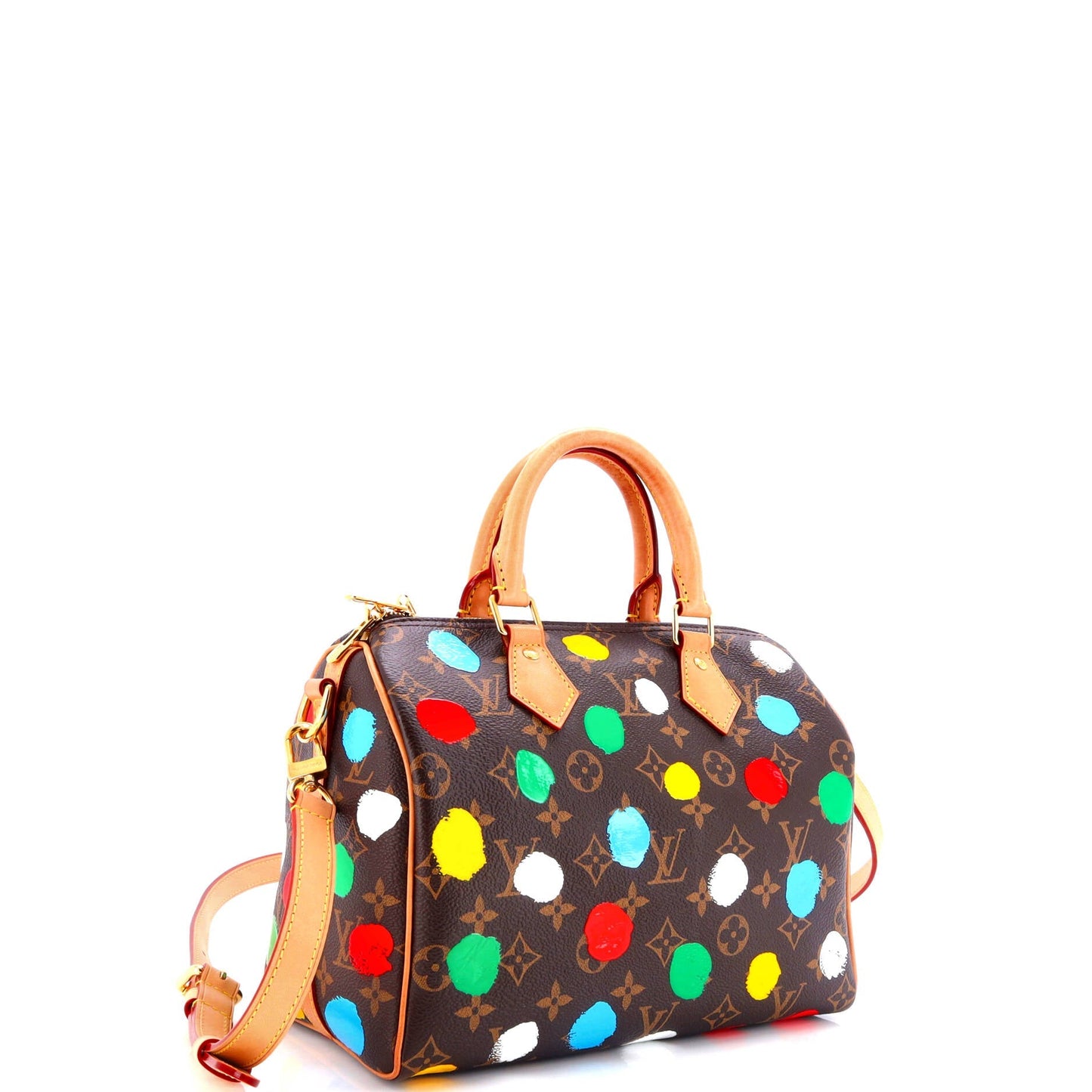 Louis Vuitton Speedy Bandouliere Bag Yayoi Kusama Painted Dots Monogram Canvas 25