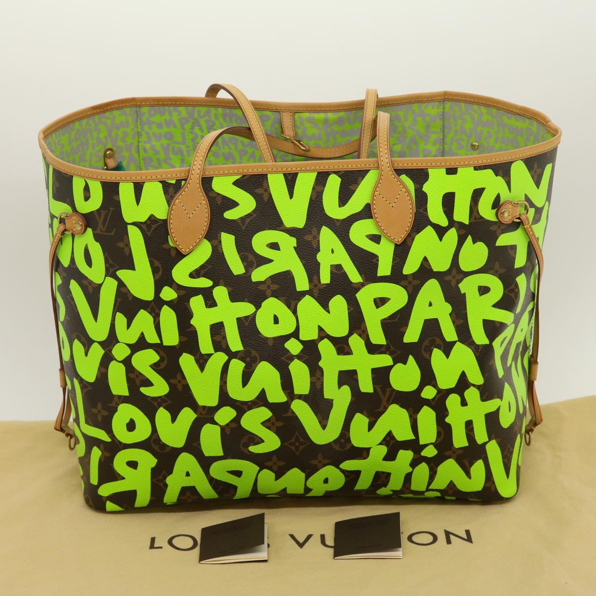 LOUIS VUITTON Monogram Graffiti Neverfull GM Tote Bag Vert M93703 LV 29943S