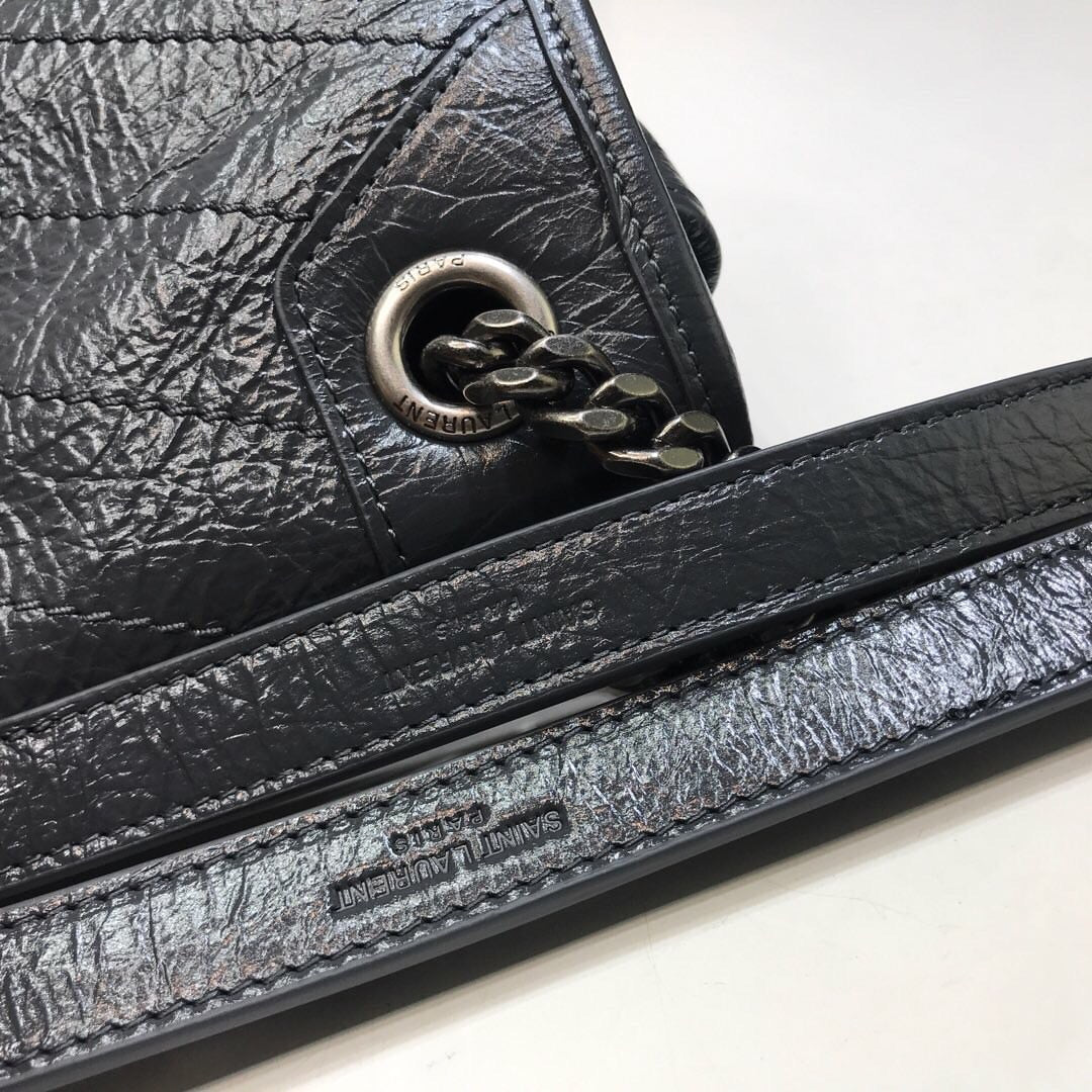 GLAMI Niki MeGLAMIum Chain Bag In Crinkled Vintage Grey For Women 11in/28cm YSL 6331580EN041112