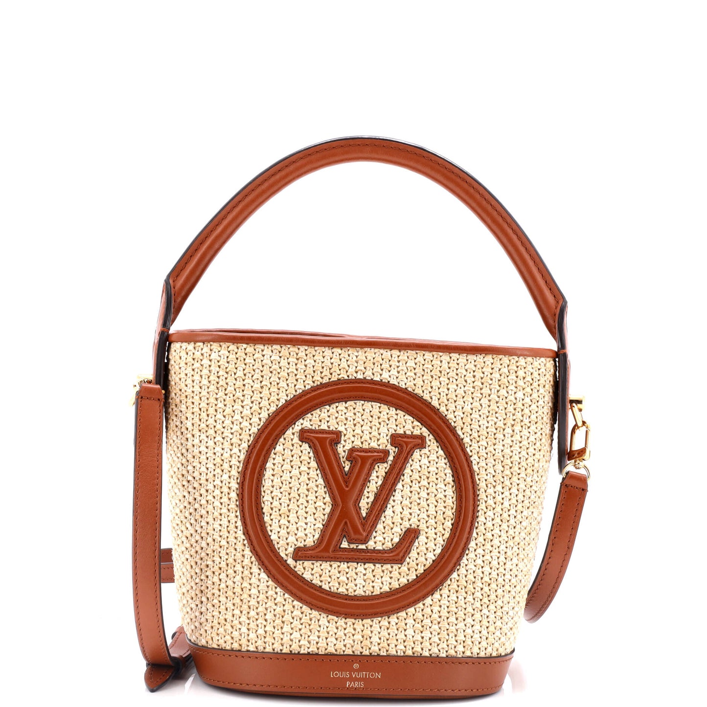 Louis Vuitton Petit Bucket NM Bag Raffia with Leather