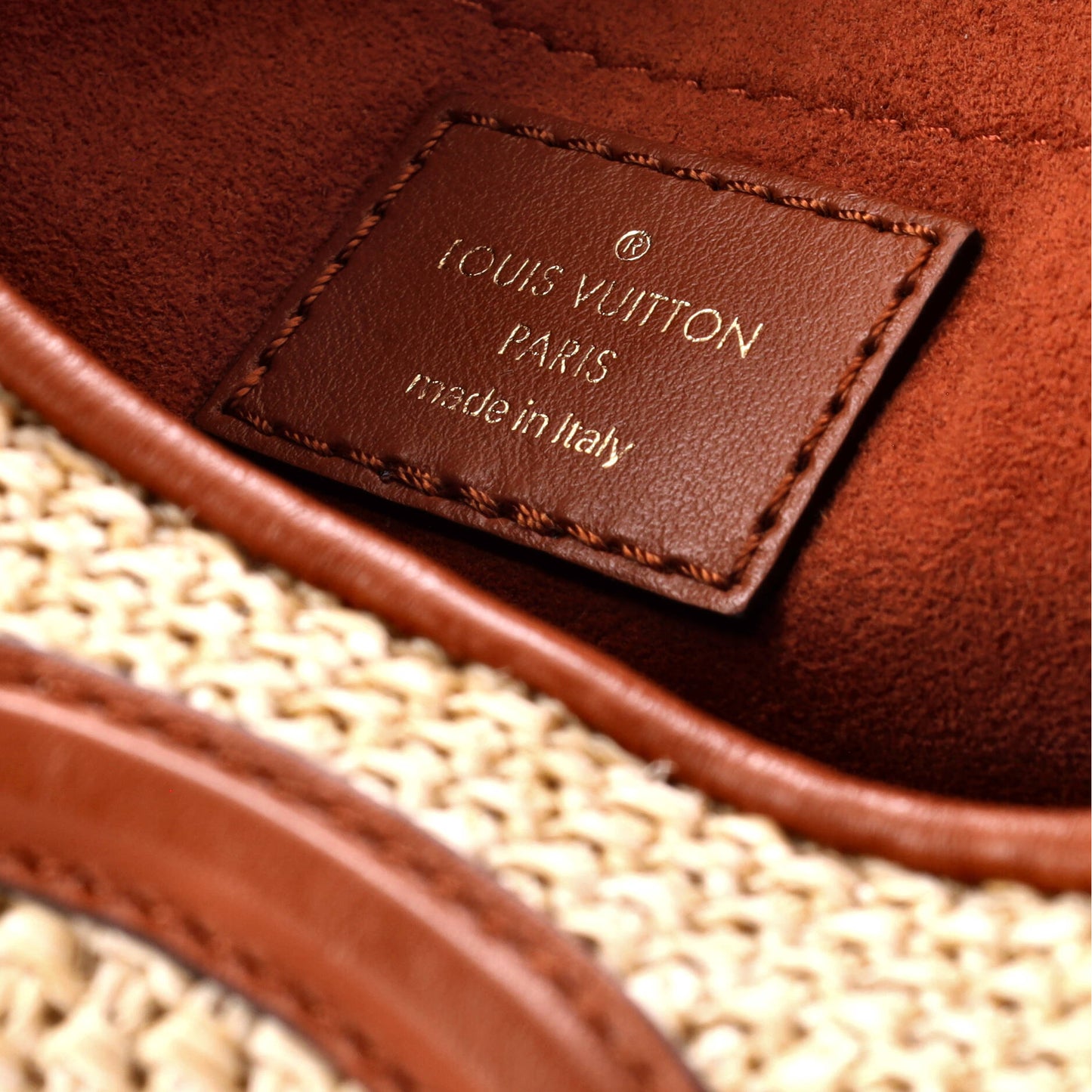Louis Vuitton Petit Bucket NM Bag Raffia with Leather