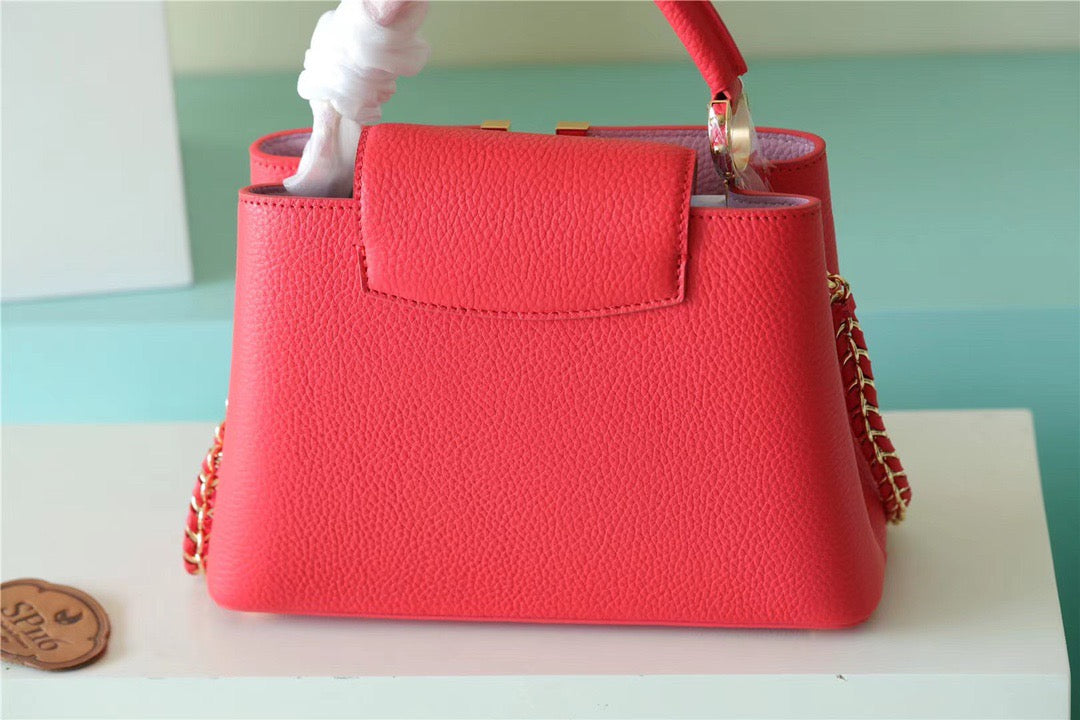 LV Capucines GLAMI Taurillon Red For Women, WomenÃ¢â‚¬â„¢s Bags, Shoulder And Crossbody Bags 10.6in/27cm LV
