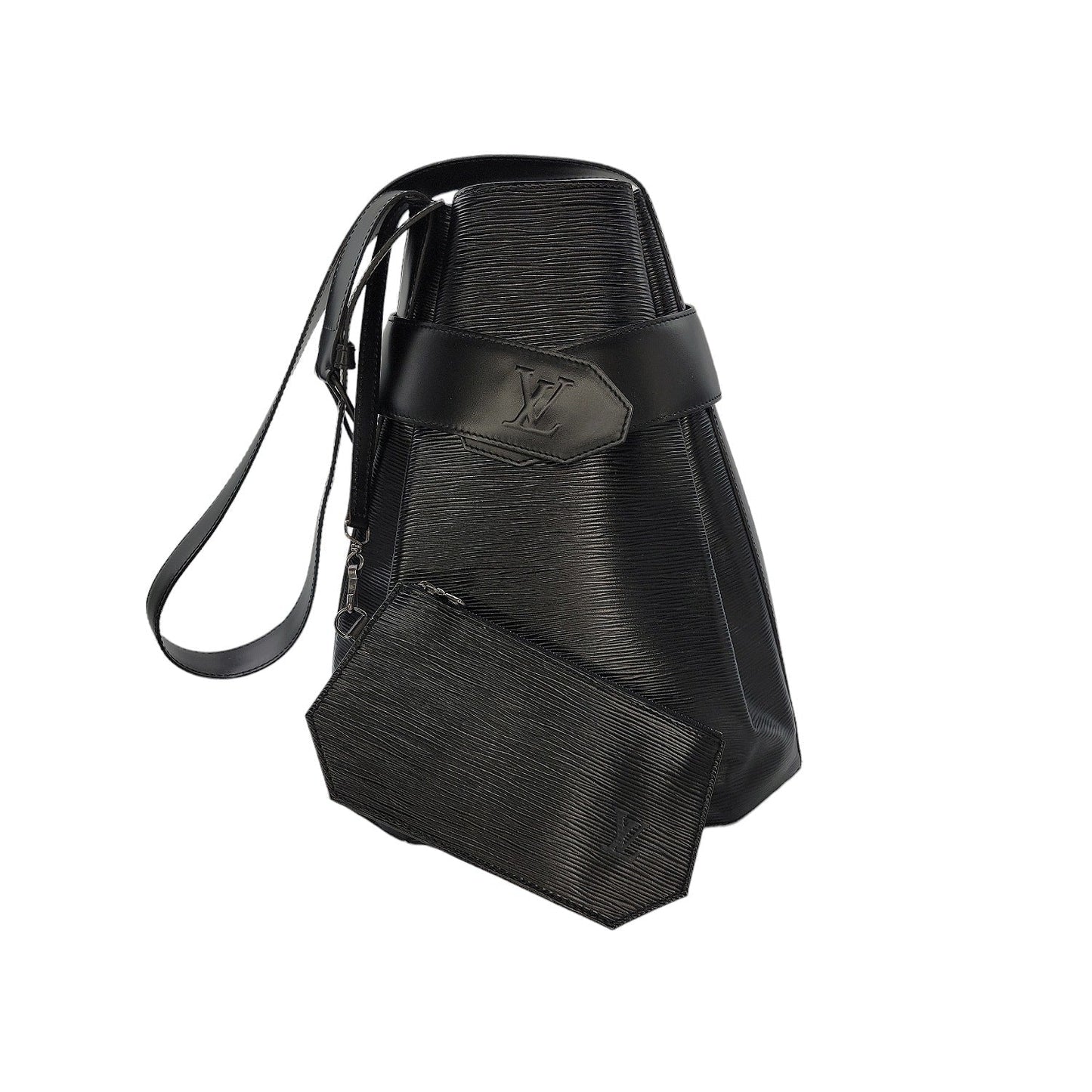 Louis Vuitton Vintage Black EPI Sac D'Epaule GM Bucket Bag w/ Pouch
