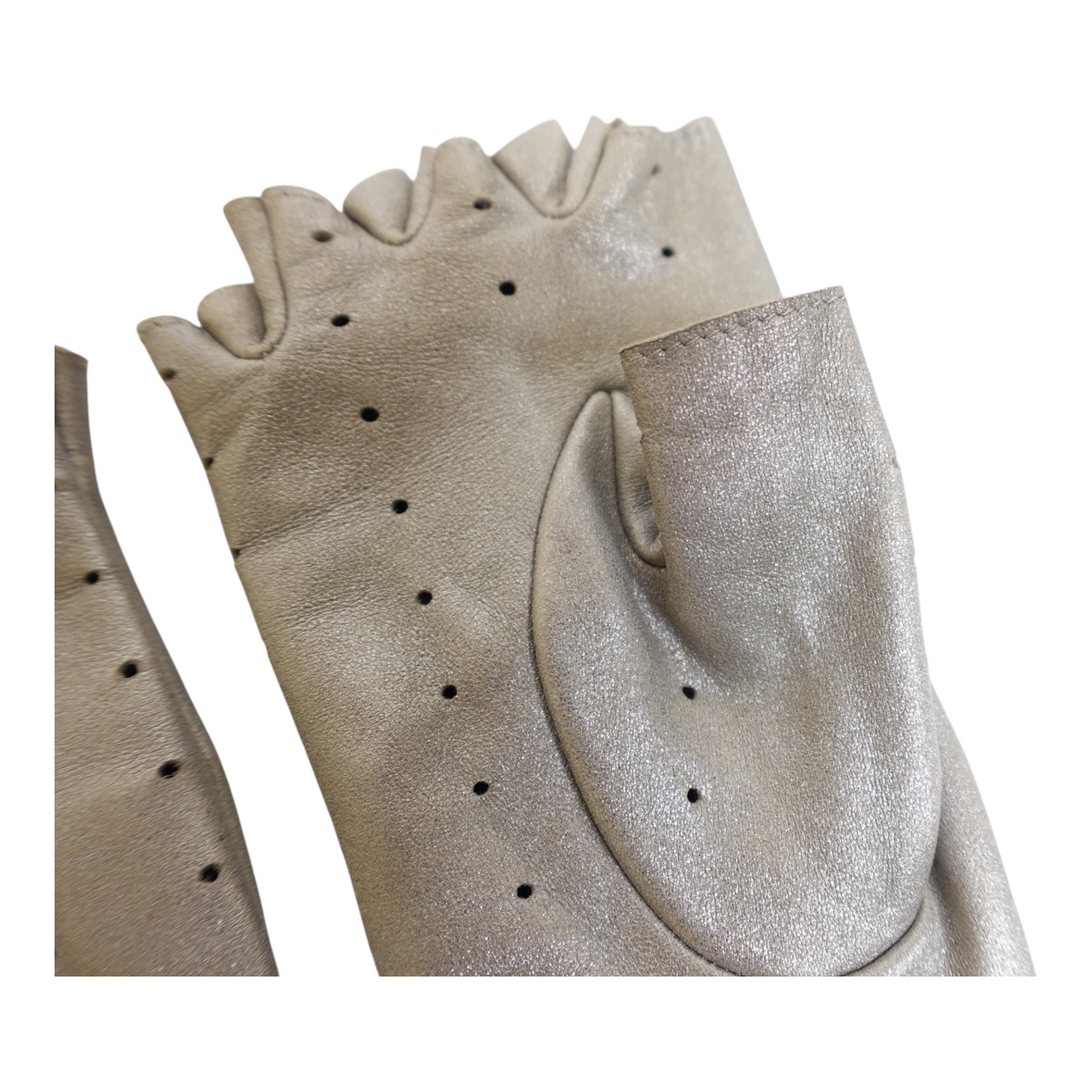 Chanel Grey Leather Driving Gloves