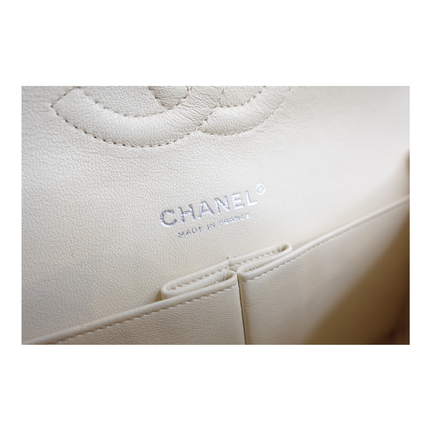 Chanel Medium Double Flap Pearlescent Ivory Caviar