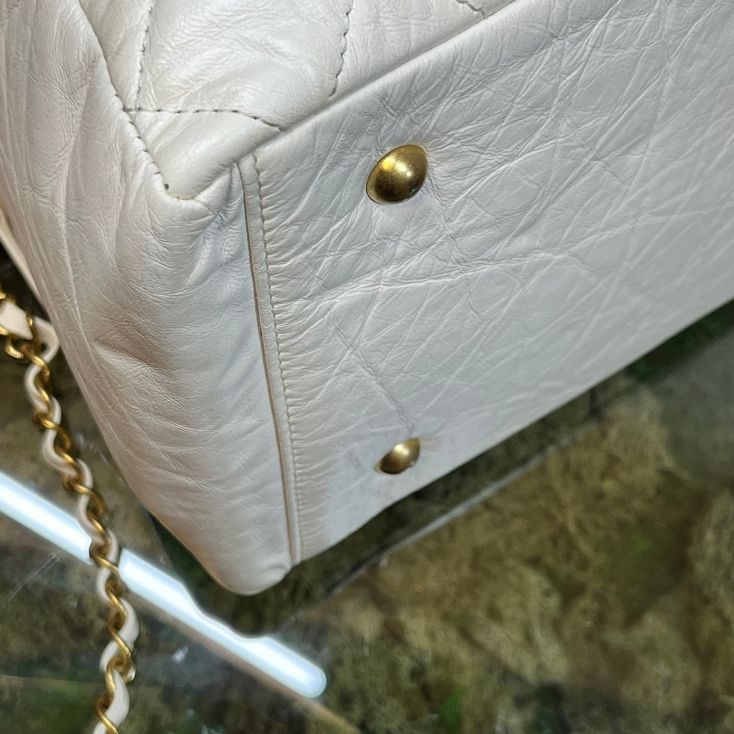 CHANEL Bowling Bag Quilted Aged Calfskin Satchel Bag