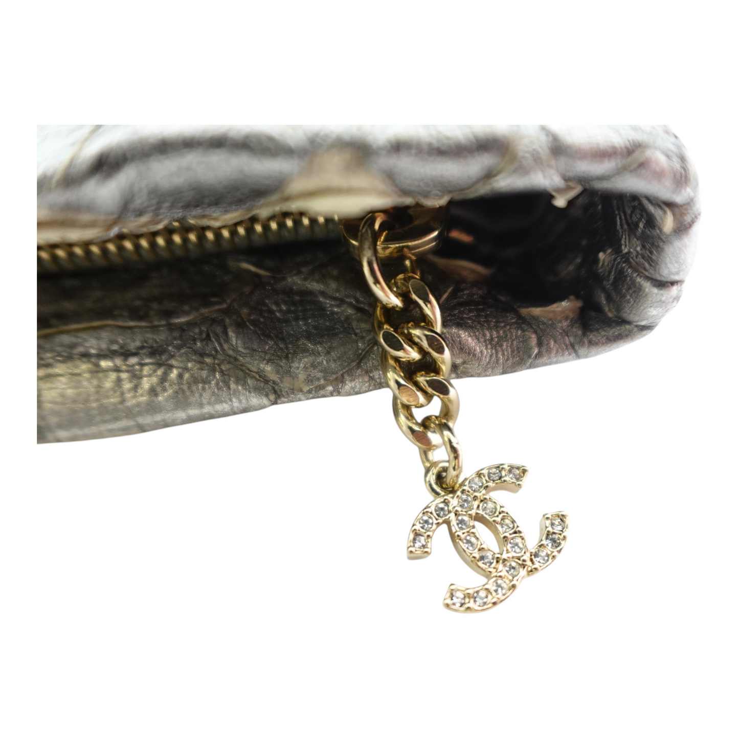 Chanel Metallic Python Crystal Paris Bombay Clutch