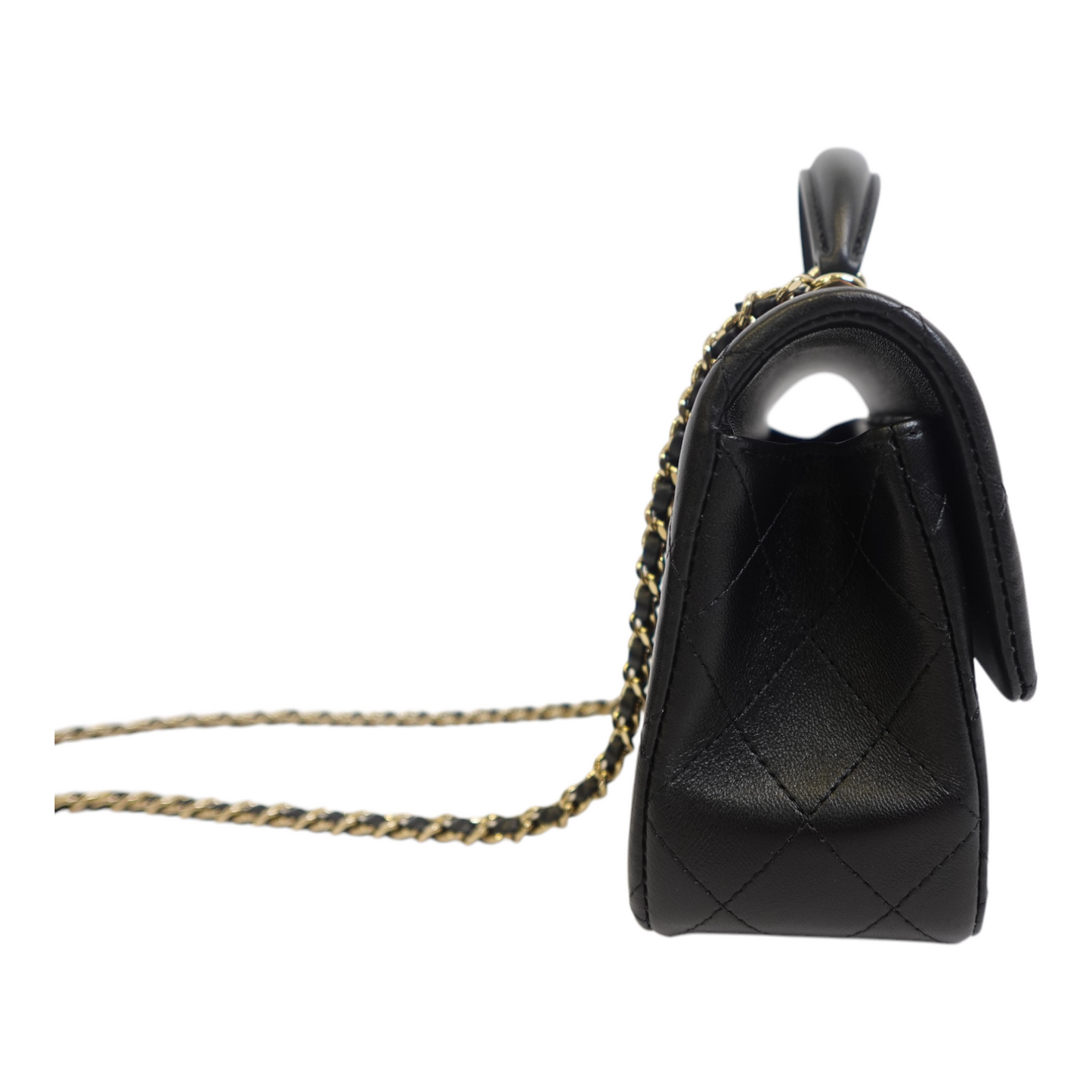 GLM-Lambskin Pearl Crystal Mini GLM- Lion Charm Top Handle Rectangular Flap