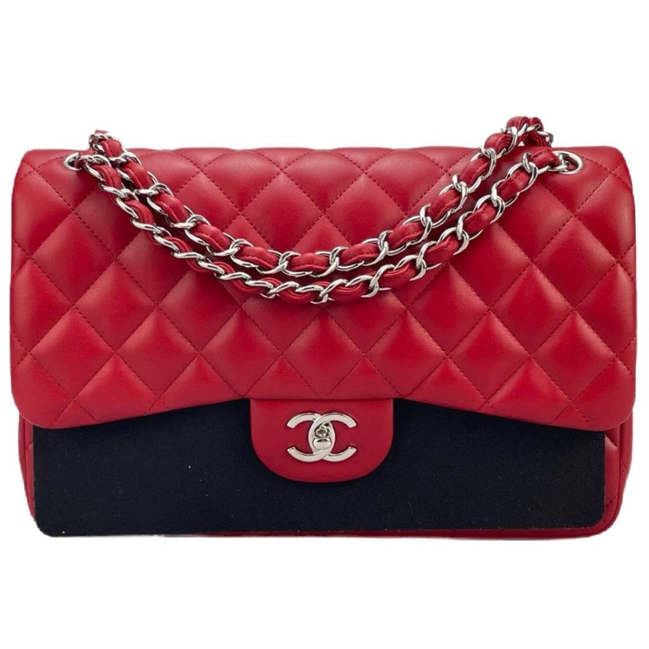 GLM-Red Timeless Classic jumbo Bag in Lambskin silber Hardware