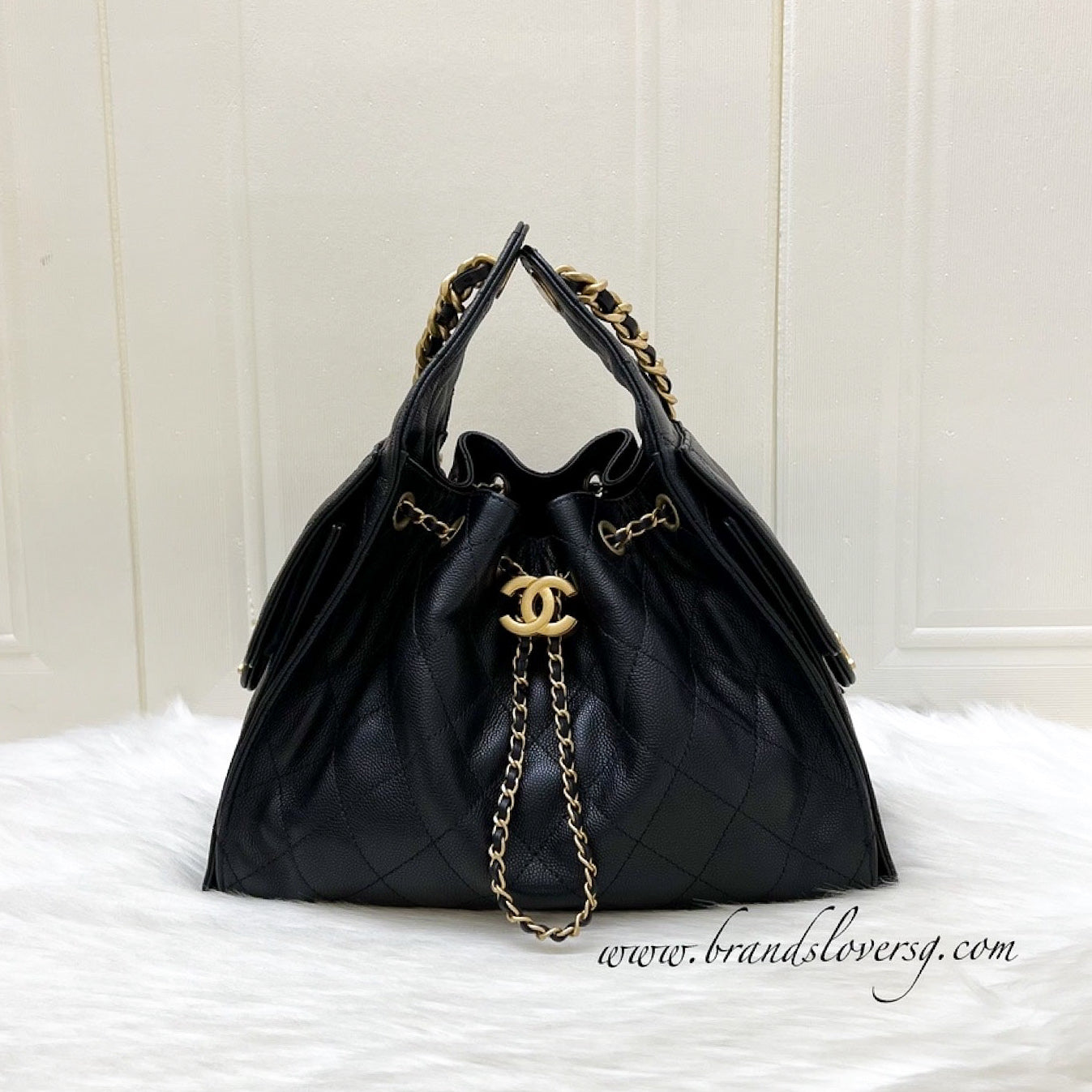 GLM-25 Small Hobo Bag in Black Caviar and AGHW (Model: AS5293)