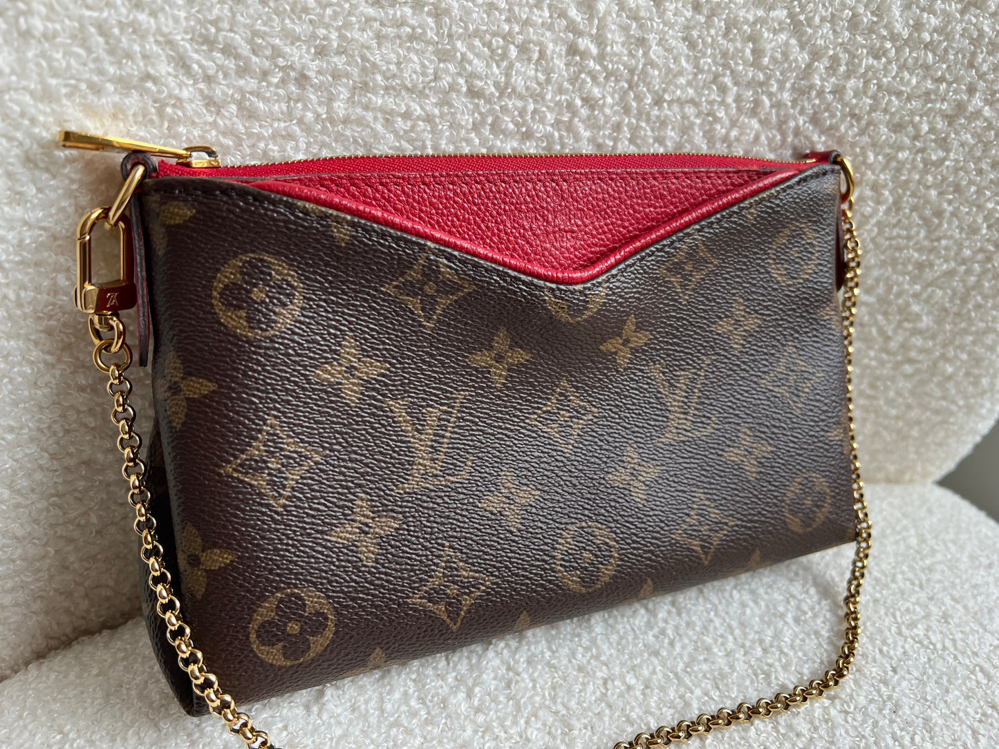 Louis Vuitton Red and Monogram Pallas Pochette