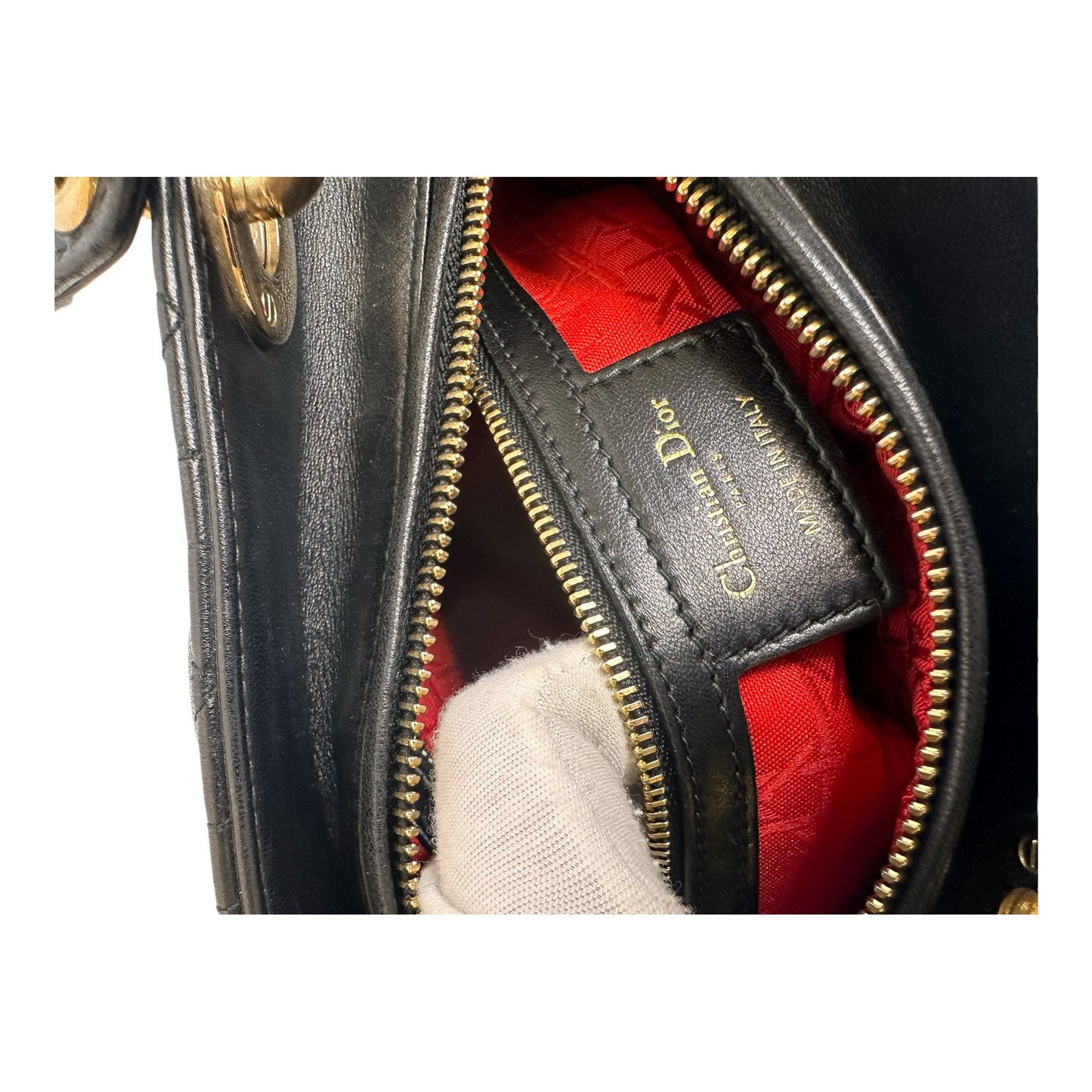 Christian Dior Lambskin Cannage Medium Lady Dior Black
