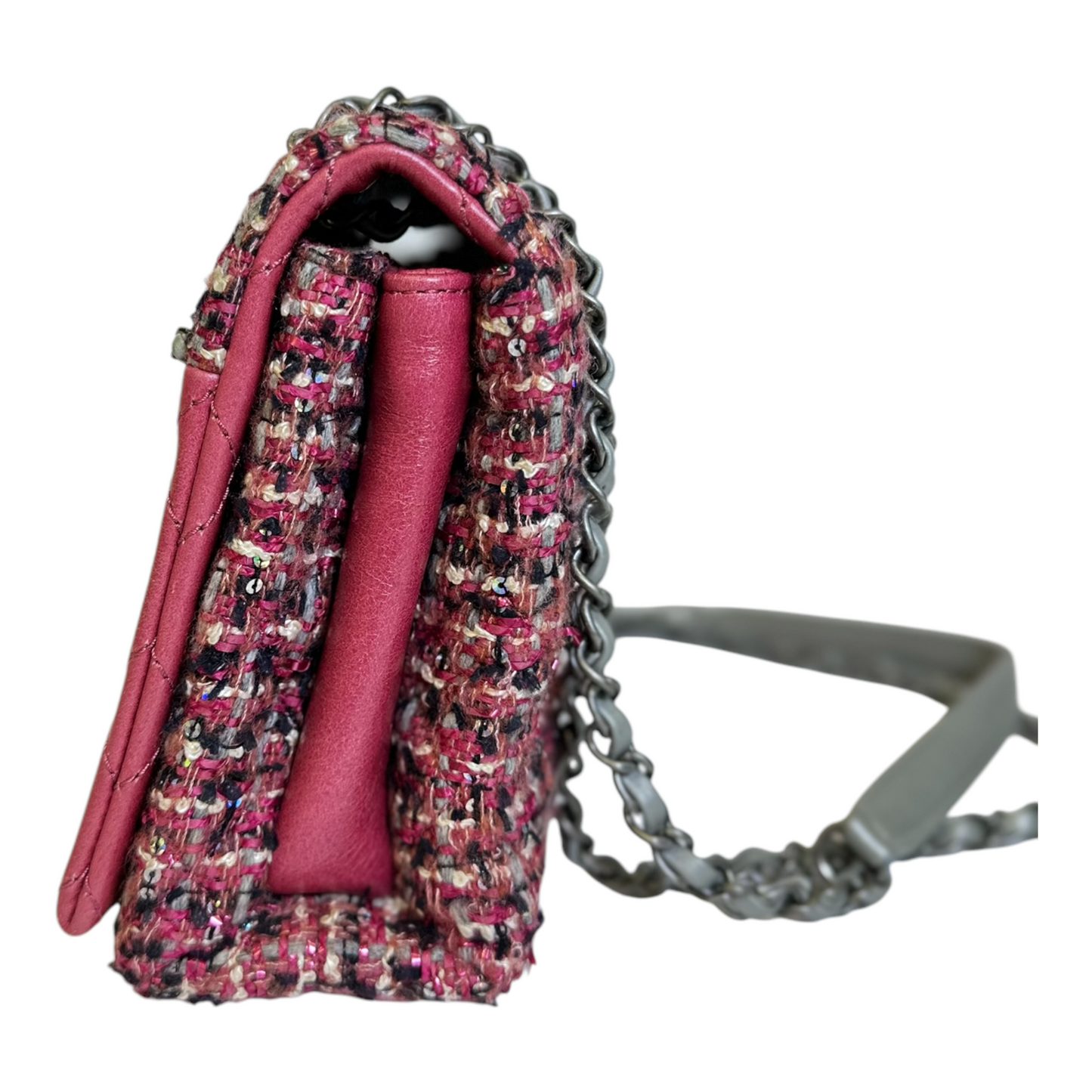 Chanel Pink CC Lambskin and Tweed Flap