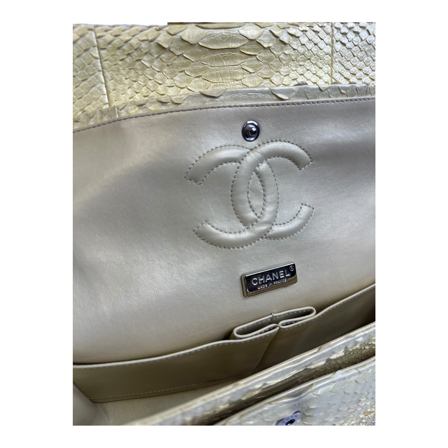 GLM-Rare Python Beaded Double Flap Medium Yellow