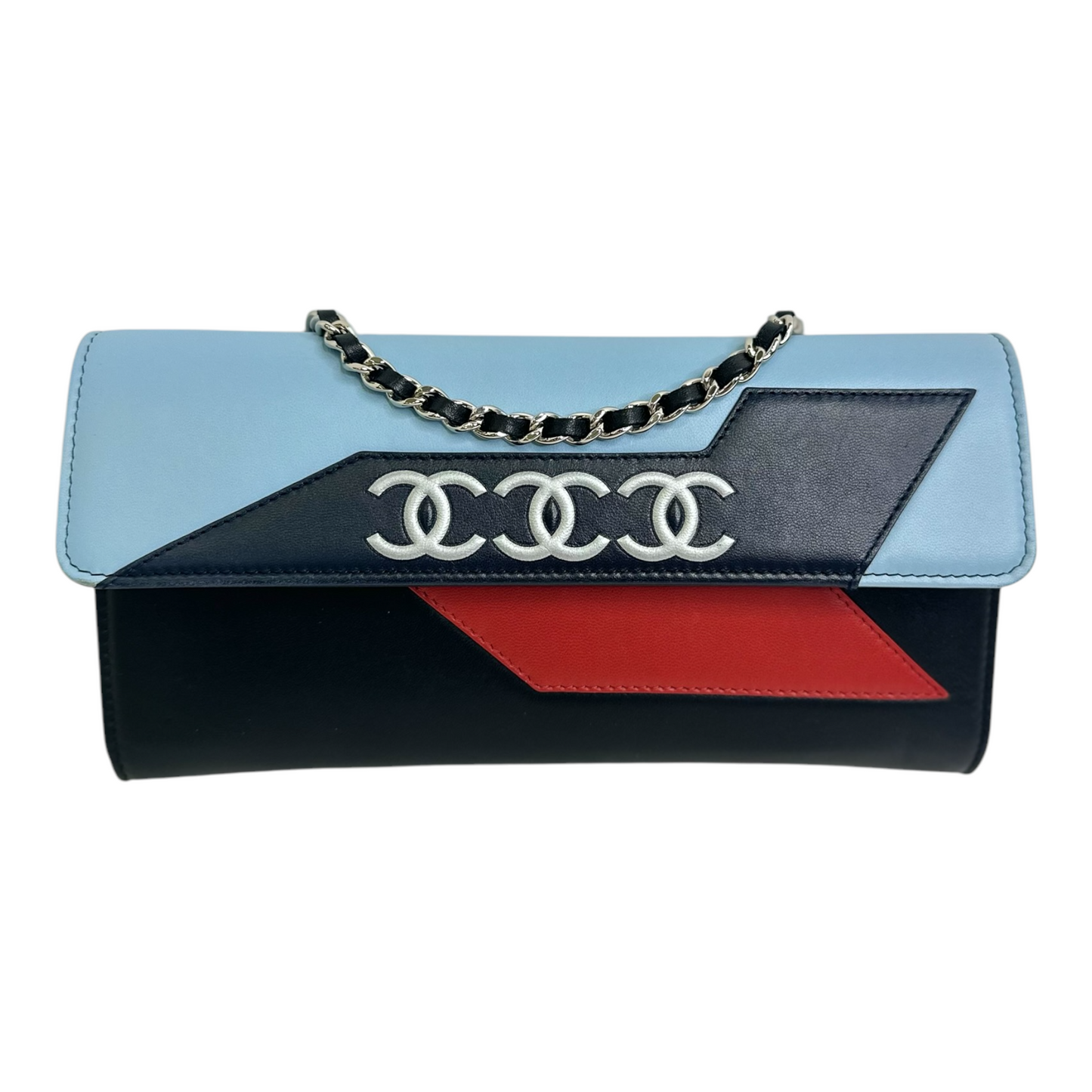 Chanel Airlines Lambskin Wallet On Chain WOC Blue Black Red