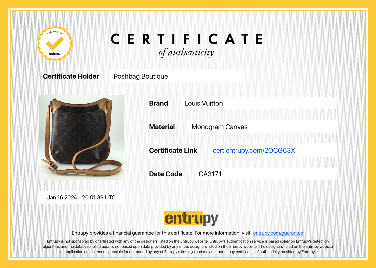 Louis Vuitto Odeon PM Monogram Canvas Bag