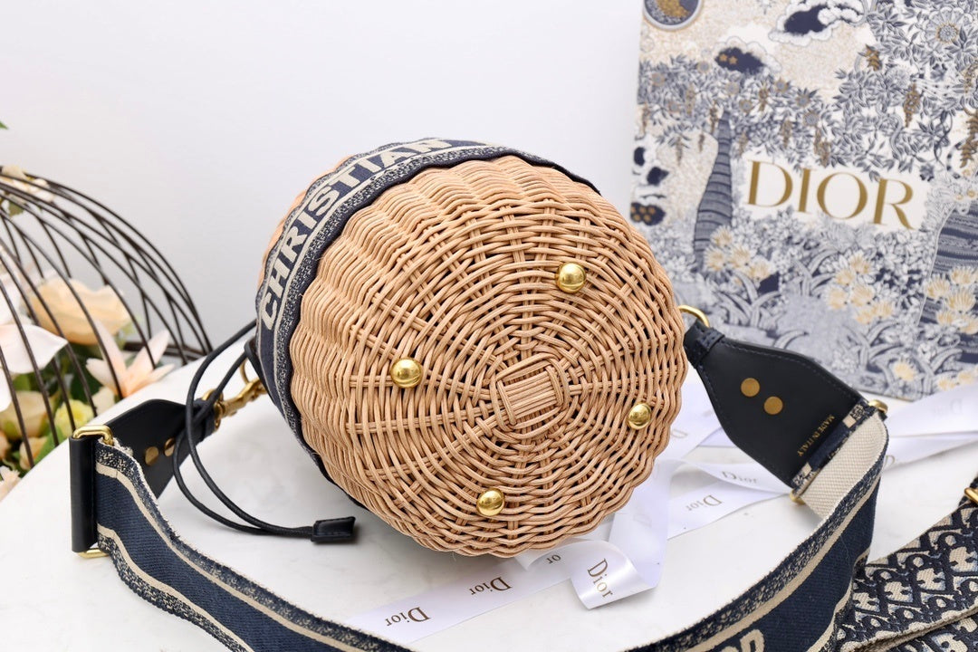 GLAMI MeGLAMIum Lady Bag Natural Wicker  Blue For Women 28cm/11in CD M0505CMVO_M808