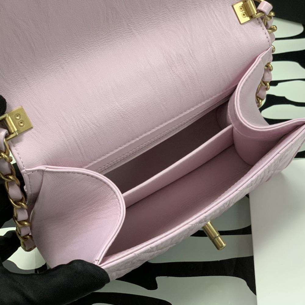Chanel Mini Flap Bag Pink with too handle