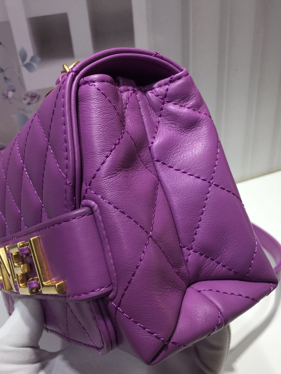 CHLFront Logo Small GlamIap Bag Gold Hardware Purple For Women Handbags, Shoulder Bags 8.2in/21cm AS1490