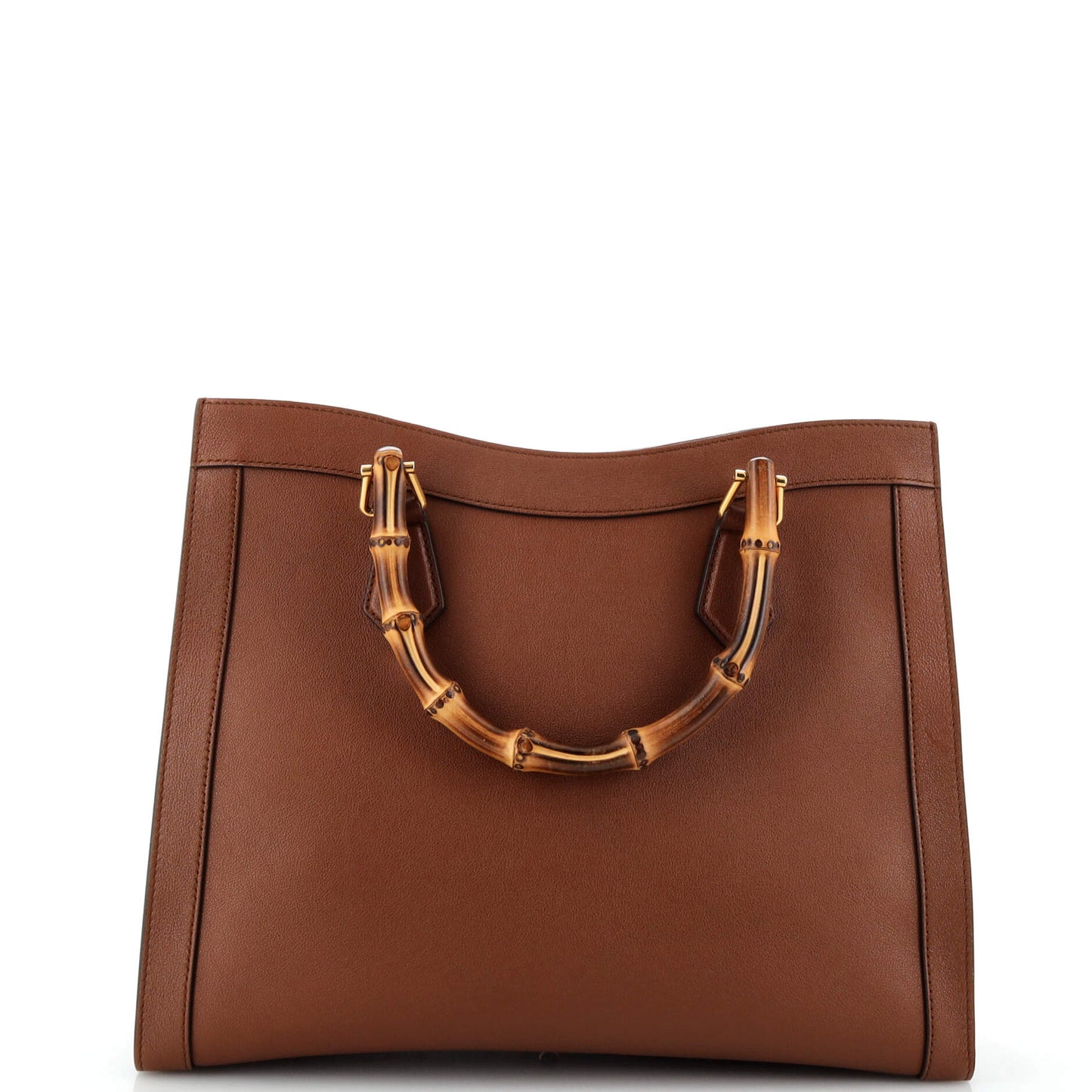 Diana NM Logo Bamboo Handle Tote Embossed Leather Medium