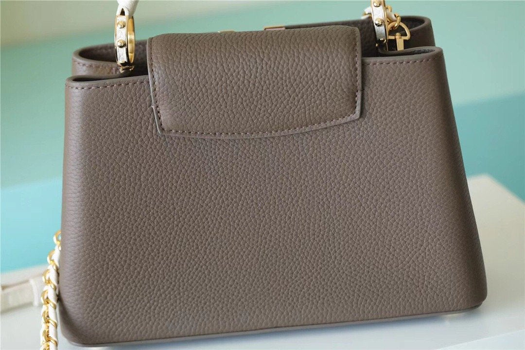 LV Capucines GLAMI Taurillon Smokey Brown Green/ Creme/ Pink For Women,  Shoulder And Crossbody Bags 27cm/10.6in LV M59516