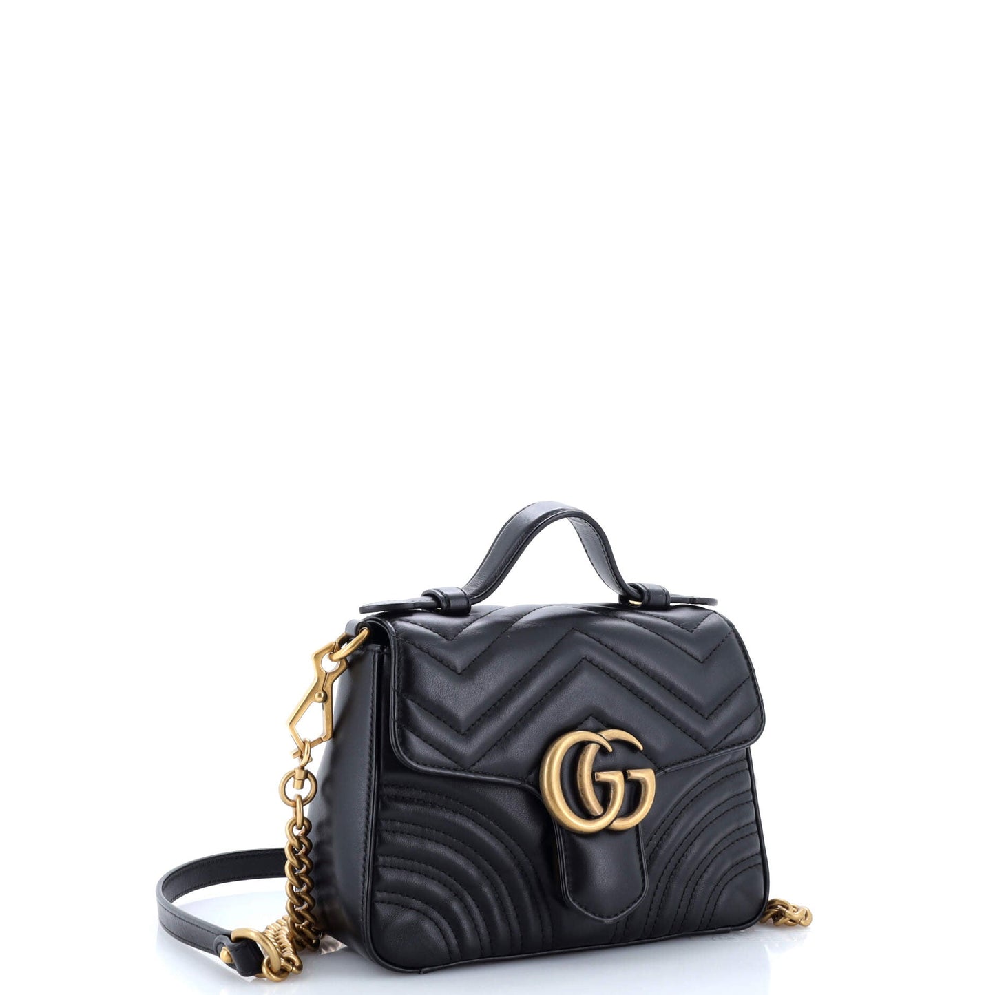 GG Marmont Top Handle Flap Bag Matelasse Leather Mini