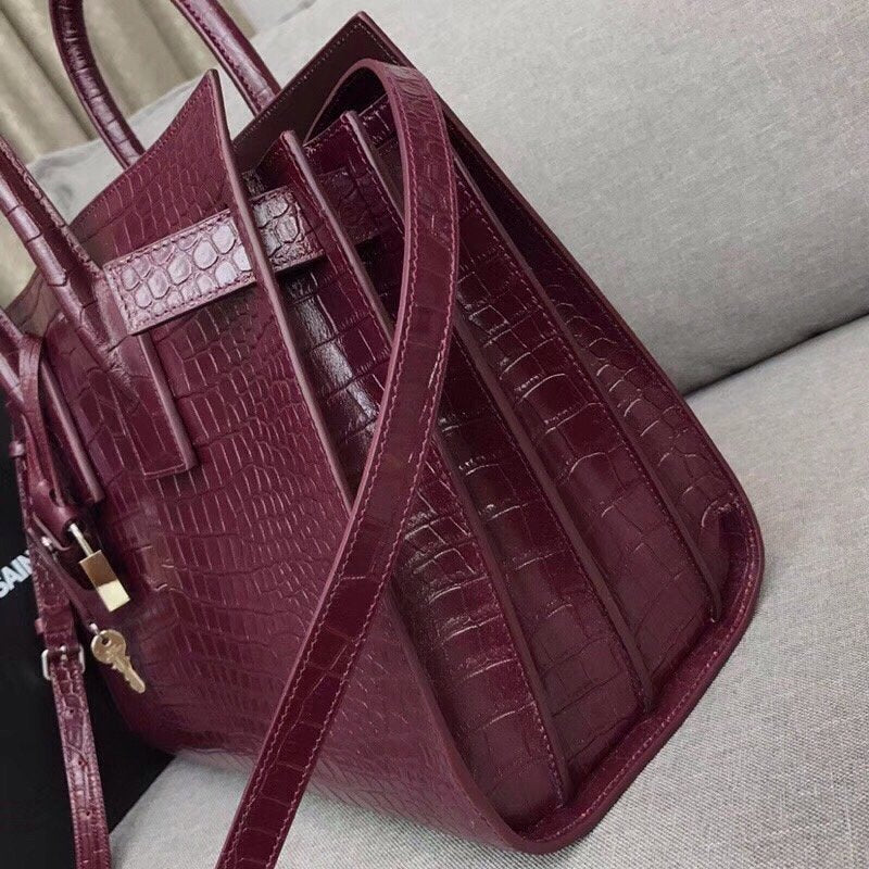 GLAMI Sac De Jour Small In Embossed CrocoGLAMIle Burgundy For Women 12.5in/32cm YSLÃ‚Â 
