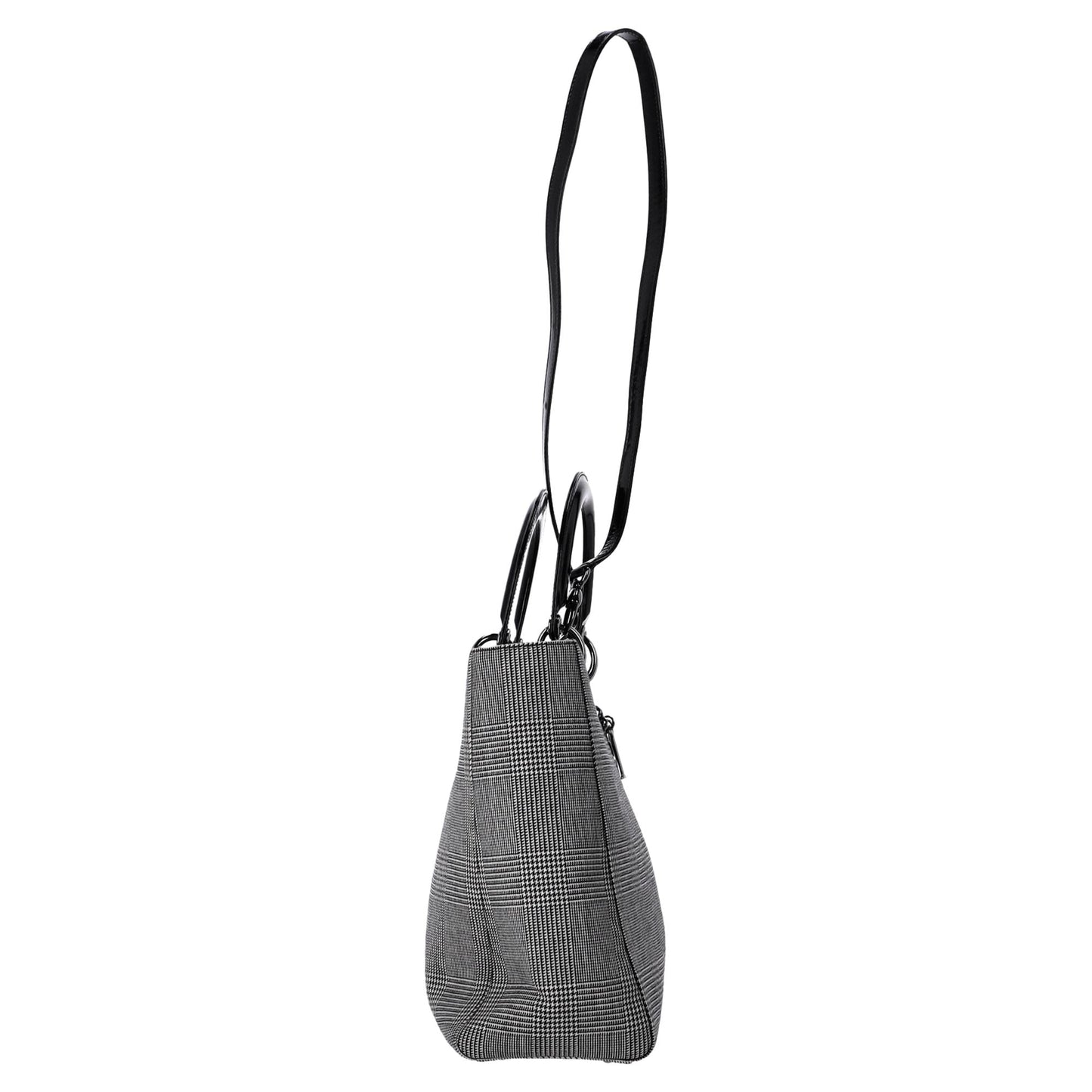 Dior Large Lady Dior Houndstooth Print Hand Bag in Canvas