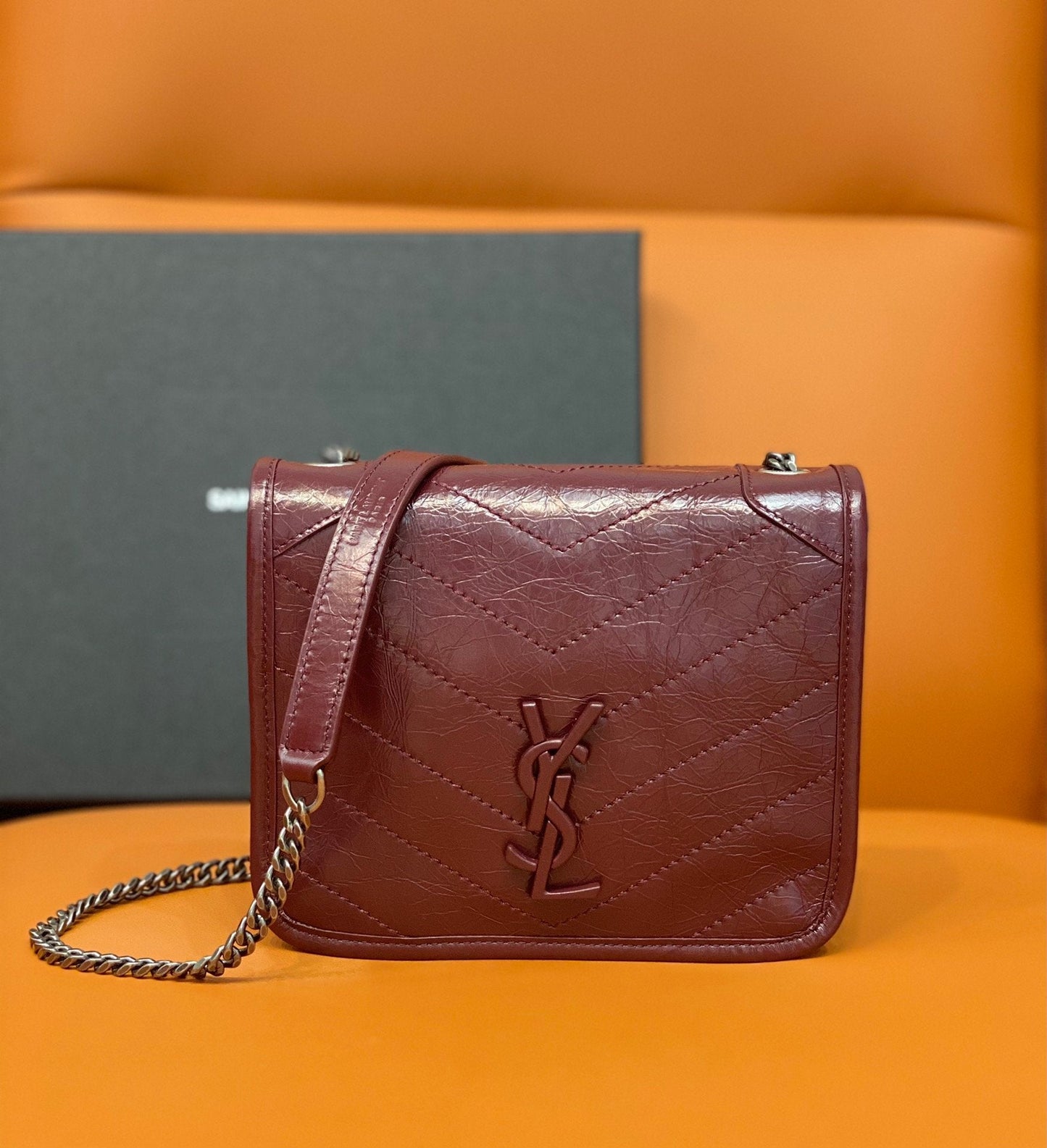 GLAMI Niki Wallets On Chain Burgundy For Women 7.5in/19cm