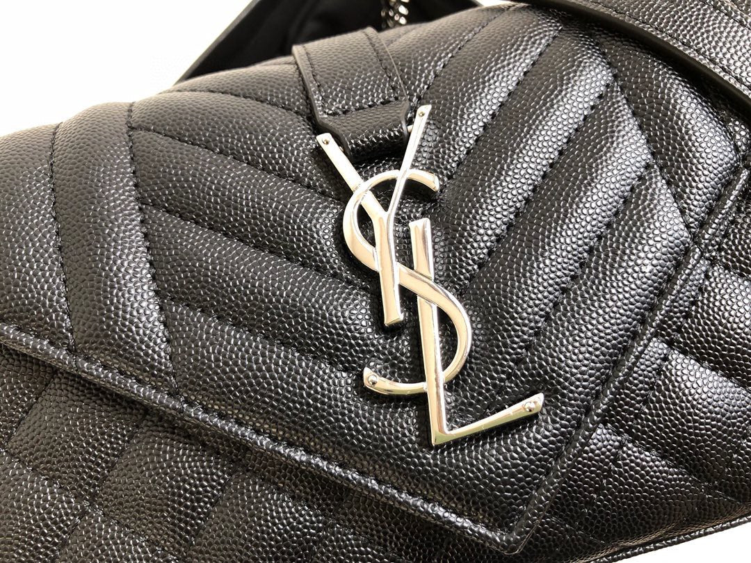 GLAMI Envelope Small Bag In Mix MatelassÃƒÂ© Grain De Poudre Black For Women 8.2in/21cm YSL 600195BOW921000