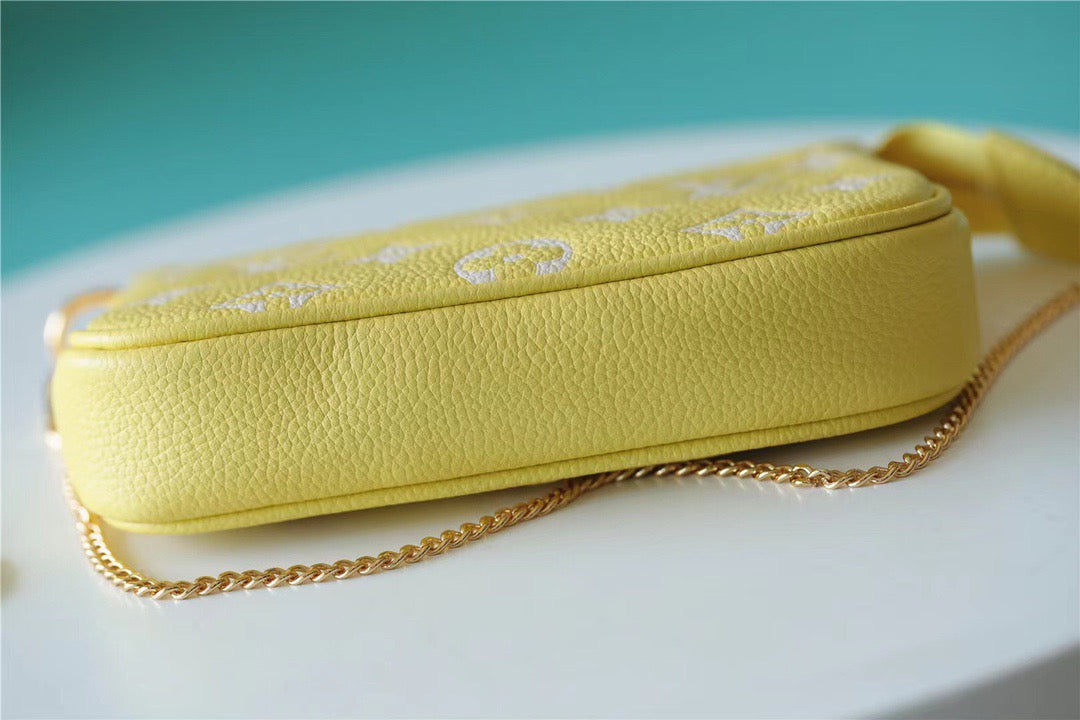 LV Mini Pochette AcGLAMIssoires Monogram Empreinte Lemon Curd Yellow For Women,  Shoulder And Crossbody Bags 15.5cm/6.1in LV M46129