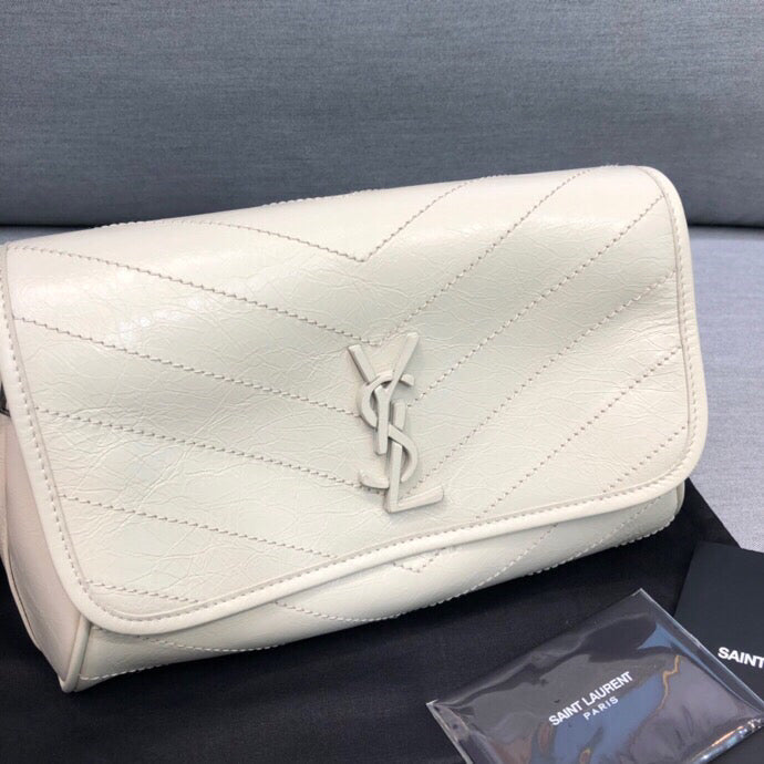 GLAMI Niki MeGLAMIum Crinkled Shoulder Bag White For Women 11in/28cm YSL