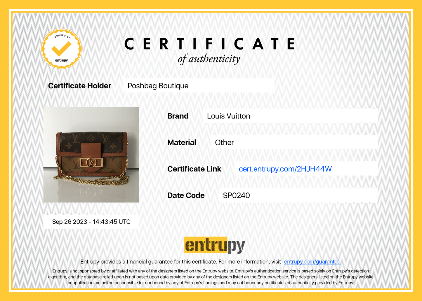 Louis Vuitto Dauphine Chain Wallet Reverse Monogram Bag