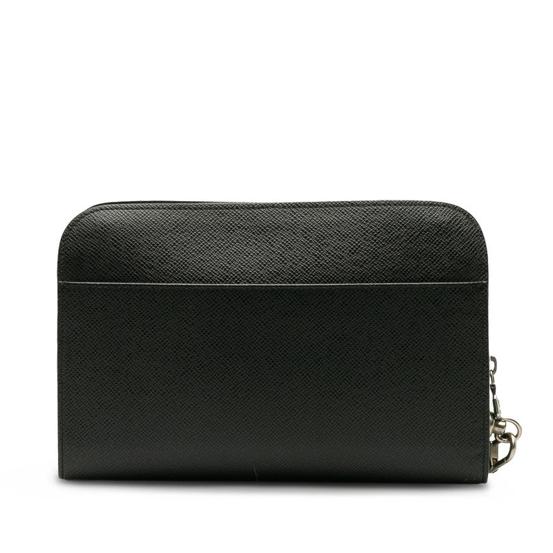 Louis Vuitton Taiga Clutch Bag M30182 Black Leather Men's