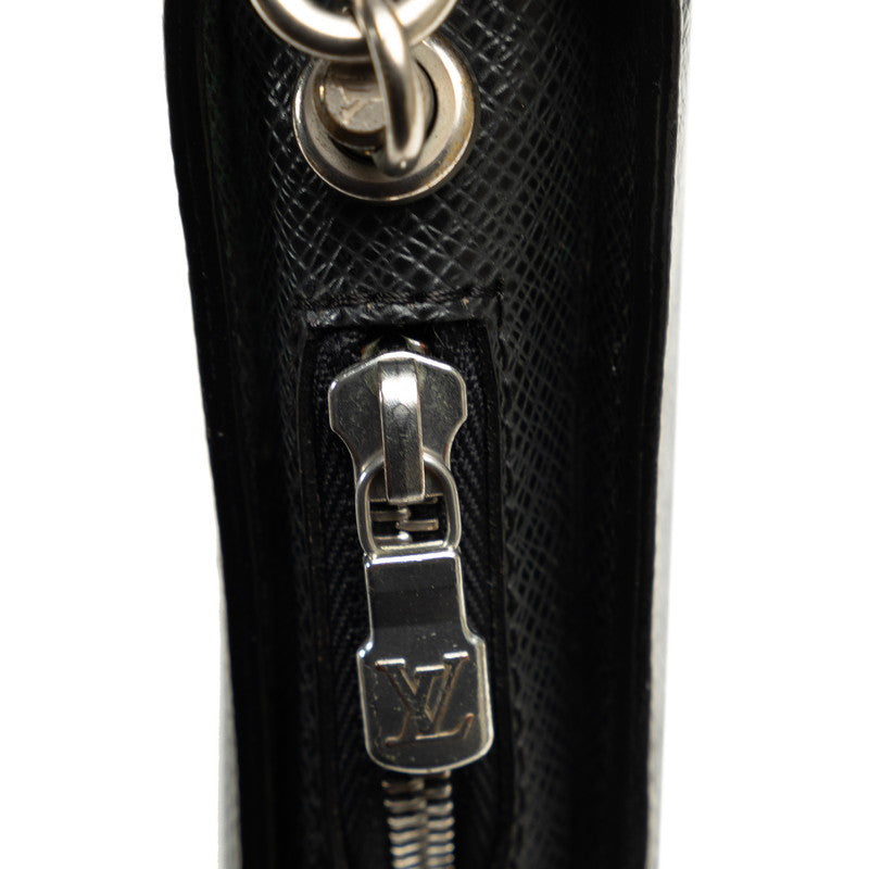 Louis Vuitton Taiga Clutch Bag M30182 Black Leather Men's