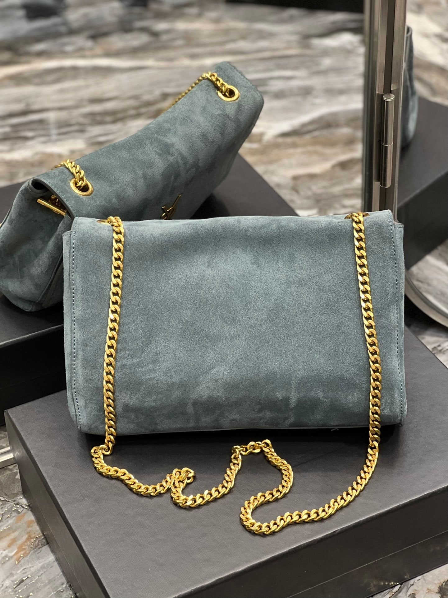 GLAMI Kate MeGLAMIum Reversible Chain Bag In Suede With Gold Hardware For Women 11.2in/29cm YSL